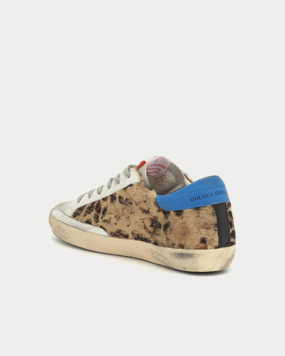 Golden Goose — Super-Star Cuir Léopard & Contrefort Bleu Royal