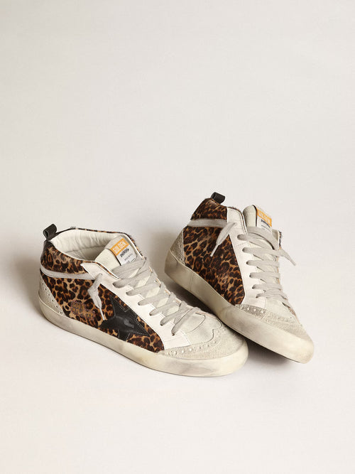 Golden Goose — Mid Star avec son Cuir Façon Poulain Léopard