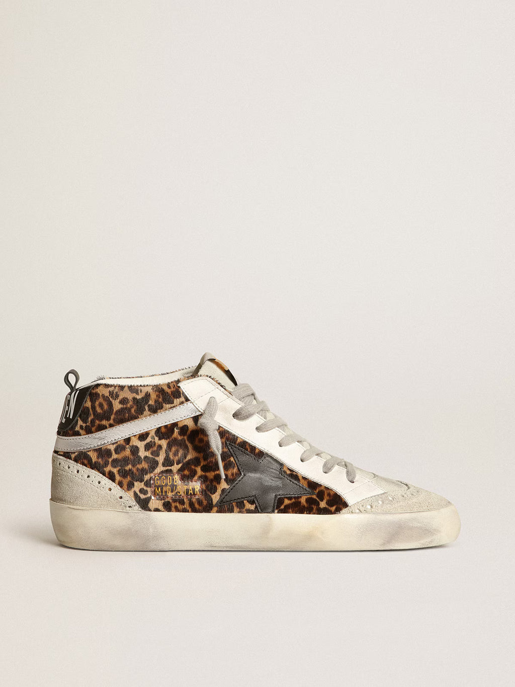 Golden Goose — Mid Star avec son Cuir Façon Poulain Léopard