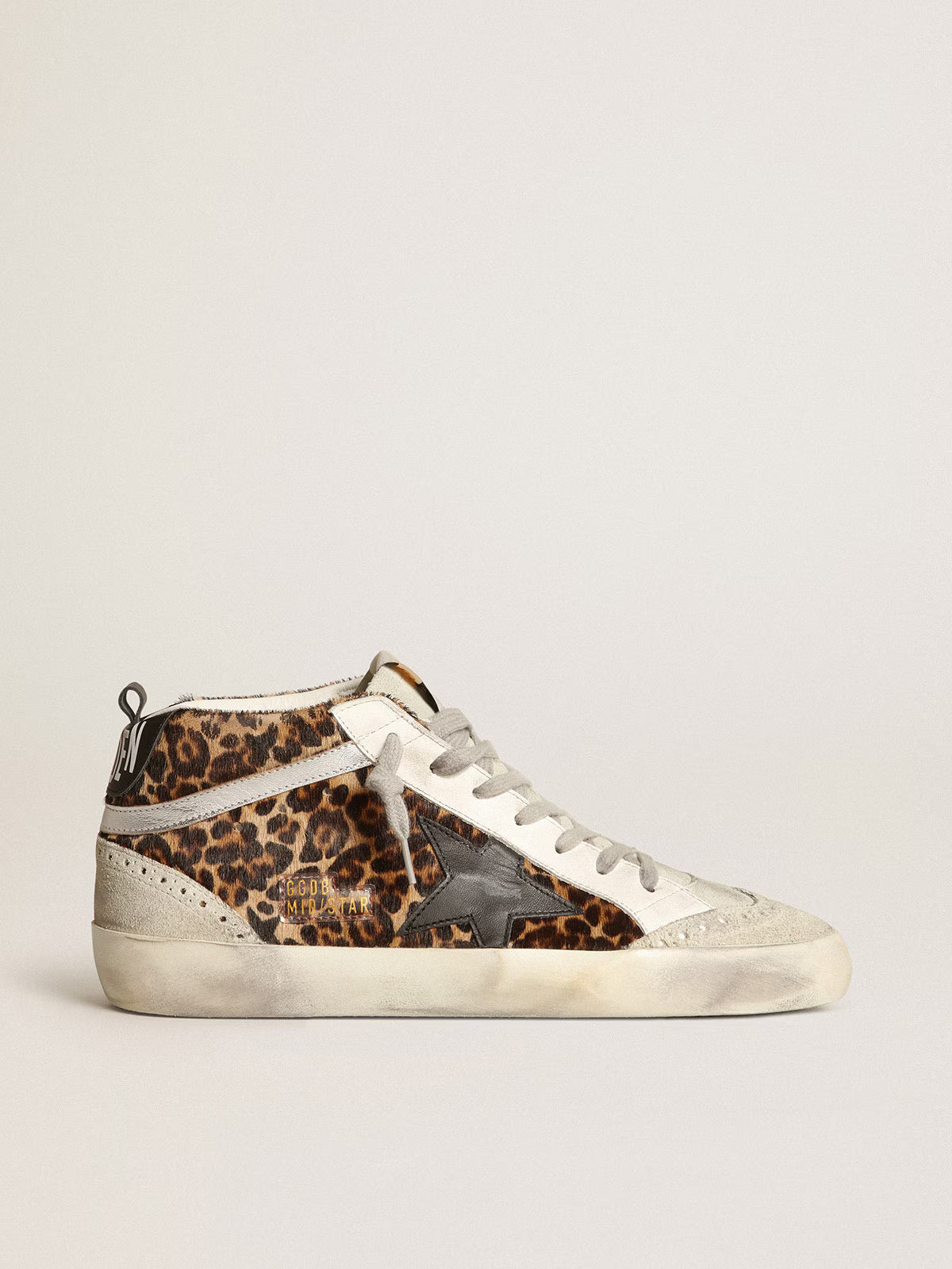 Golden Goose — Mid Star avec son Cuir Façon Poulain Léopard