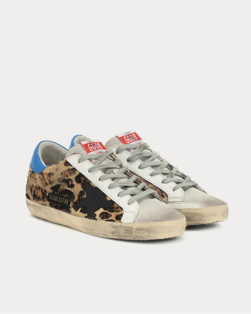 Golden Goose — Super-Star Cuir Léopard & Contrefort Bleu Royal