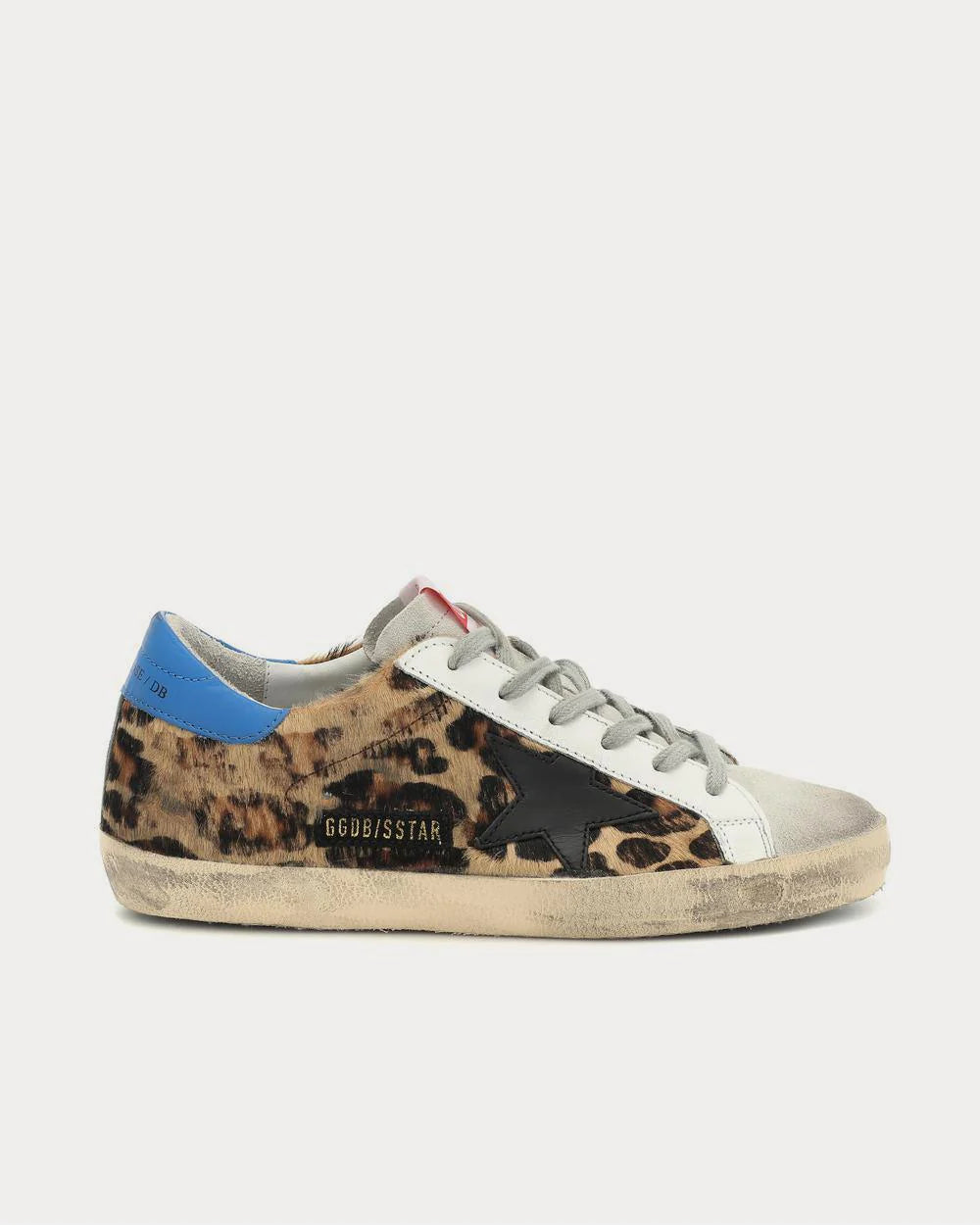 Golden Goose — Super-Star Cuir Léopard & Contrefort Bleu Royal